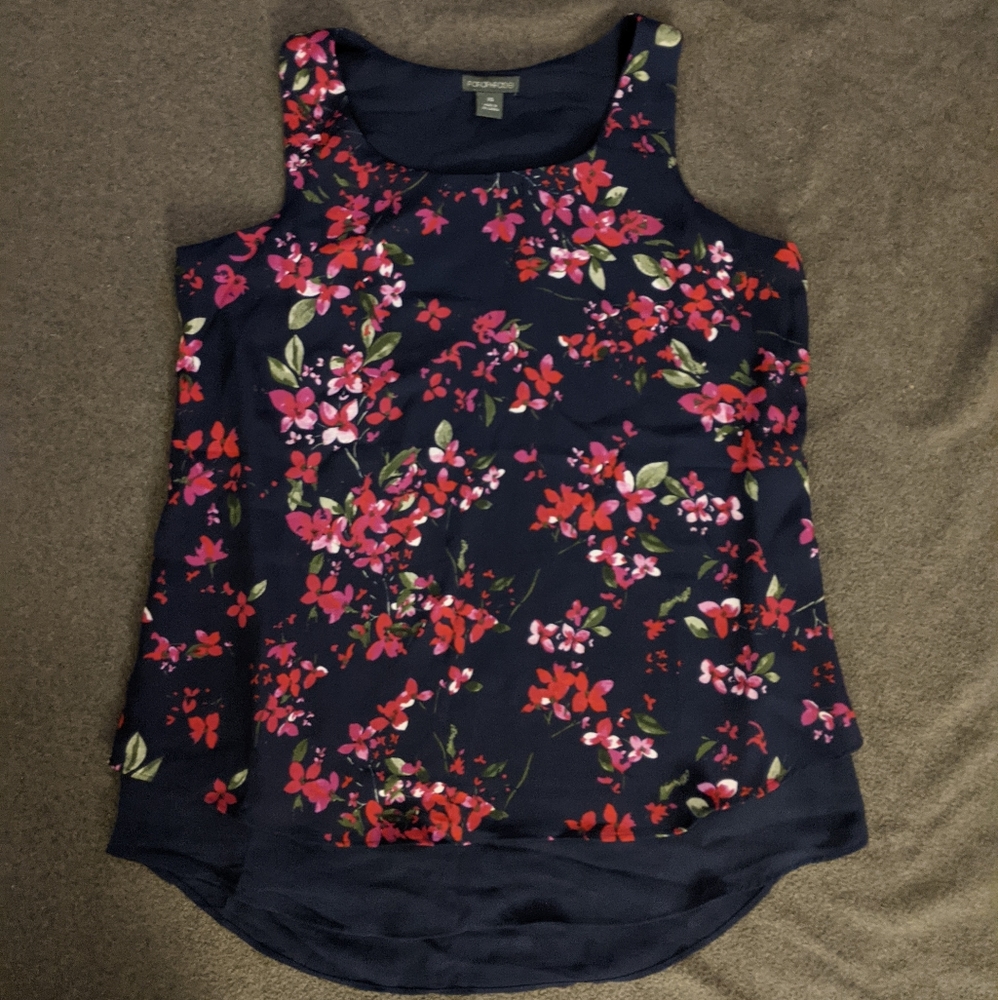 Paraphrase layered tank XS Navy Flowered